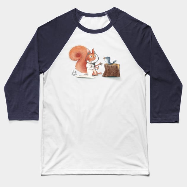 Doctor Squirrel Baseball T-Shirt by Lu Lapin